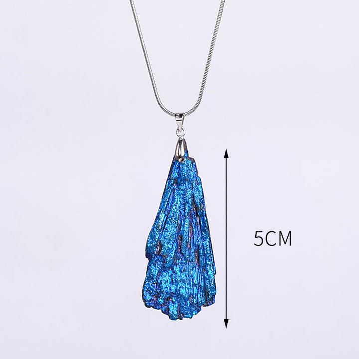 Collier en tourmaline noire naturelle à plumes bleues Olivenorma