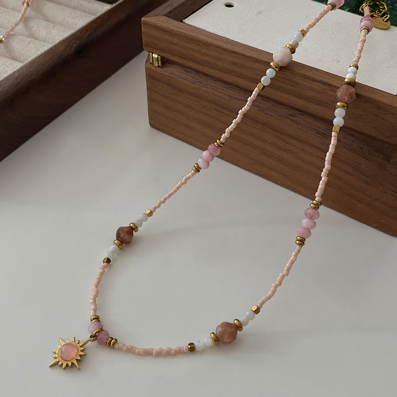 Collier de perles à breloques en rhodonite naturelle Olivenorma