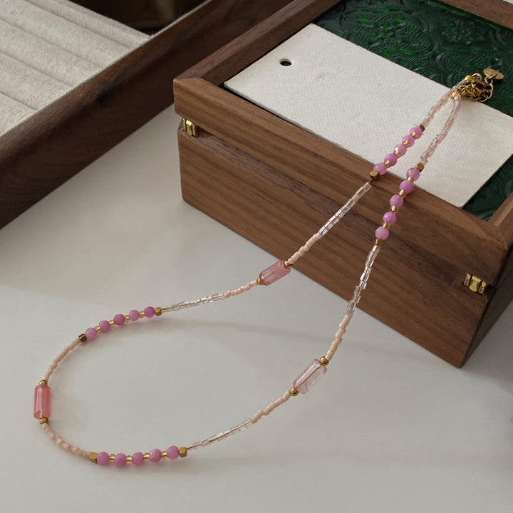 Collier de perles à breloques en rhodonite naturelle Olivenorma