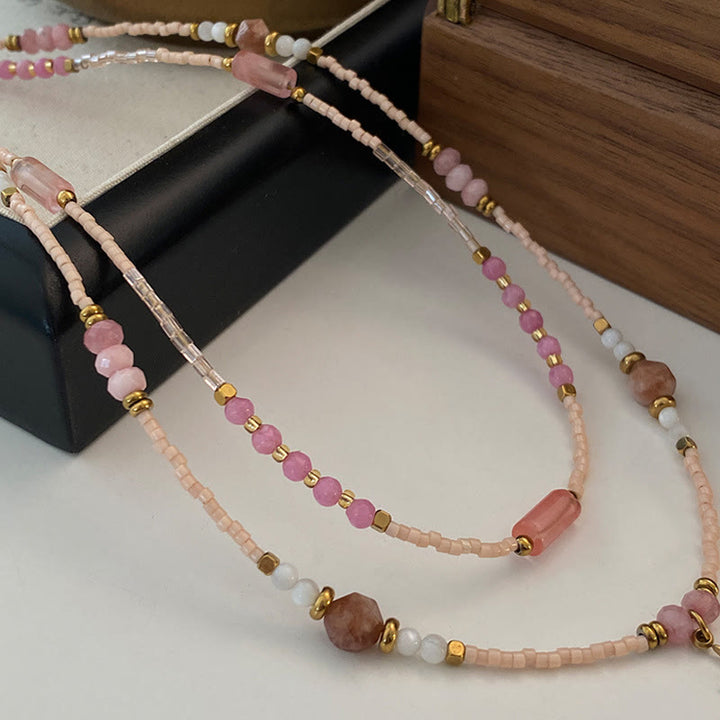 Collier de perles à breloques en rhodonite naturelle Olivenorma