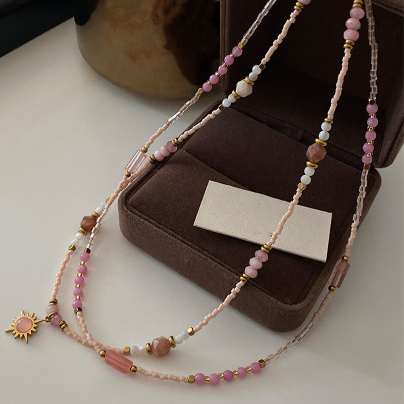 Collier de perles à breloques en rhodonite naturelle Olivenorma