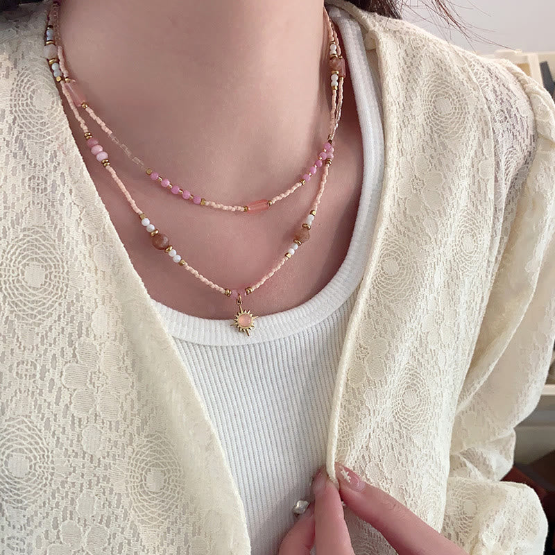 Collier de perles à breloques en rhodonite naturelle Olivenorma