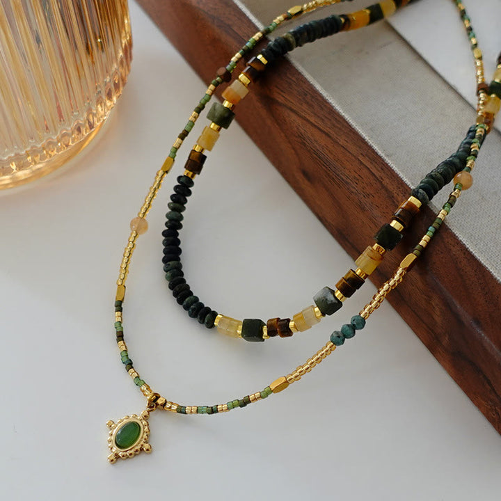 Collier ras du cou en agate naturelle Olivenorma