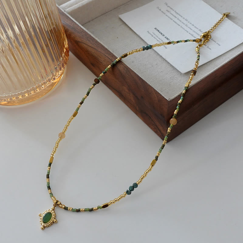 Collier ras du cou en agate naturelle Olivenorma