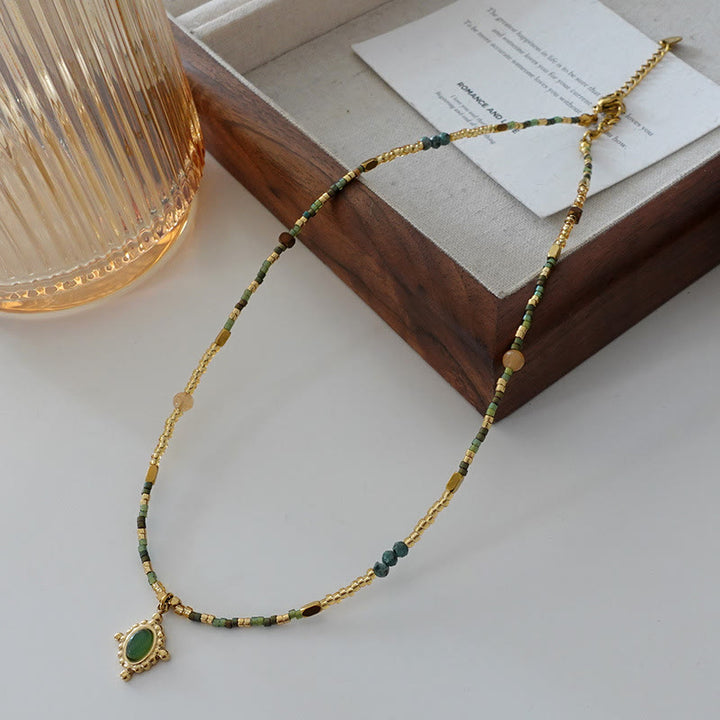 Collier ras du cou en agate naturelle Olivenorma