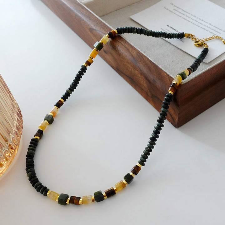 Collier ras du cou en agate naturelle Olivenorma