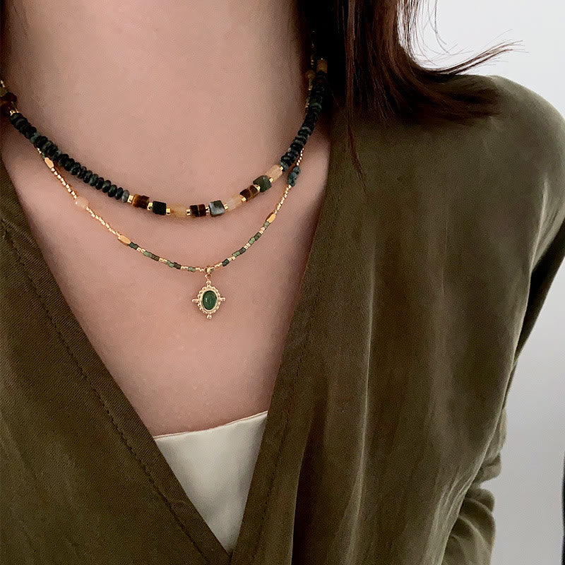Collier ras du cou en agate naturelle Olivenorma