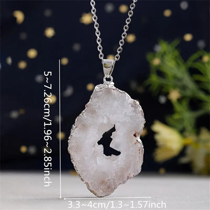 Collier avec breloque en agate blanche naturelle Olivenorma