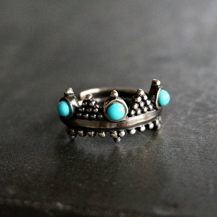 Bague couronne incrustée de turquoise vintage Olivenorma
