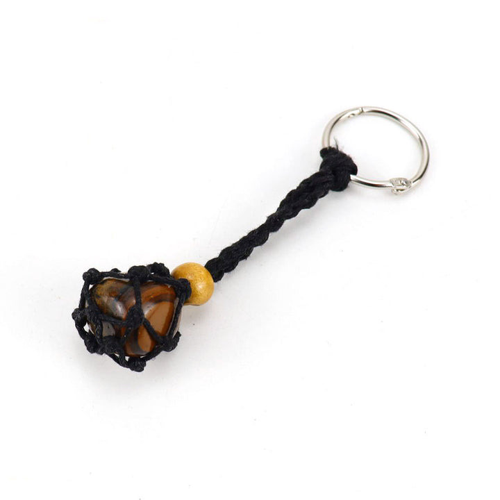 Porte-clés en filet de coton tissé réglable en pierre brute Olivenorma