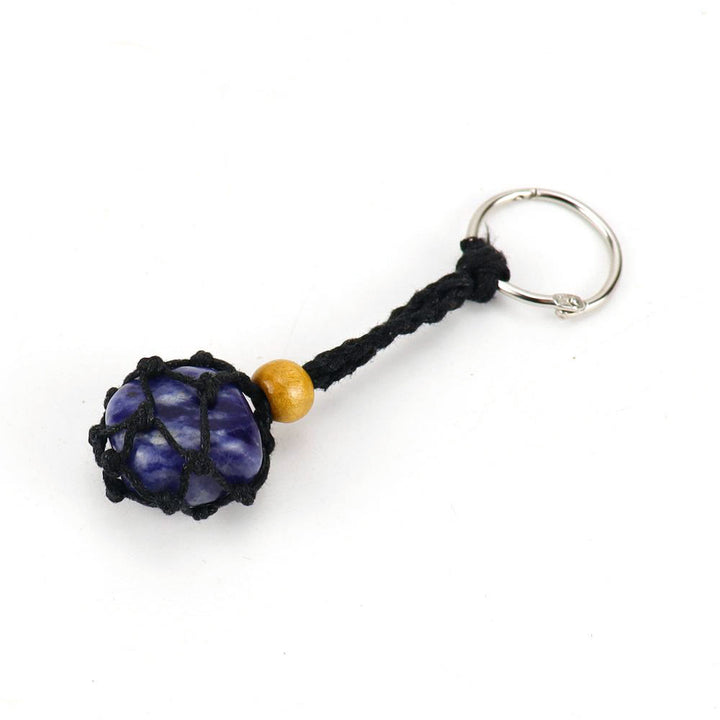 Porte-clés en filet de coton tissé réglable en pierre brute Olivenorma