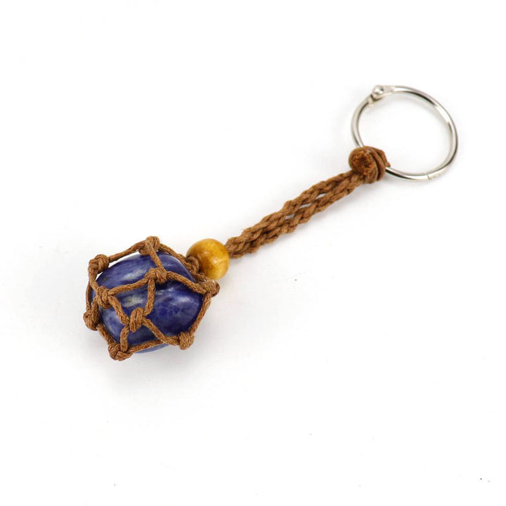 Porte-clés en filet de coton tissé réglable en pierre brute Olivenorma