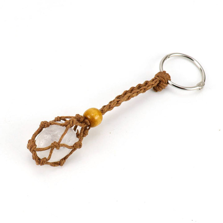 Porte-clés en filet de coton tissé réglable en pierre brute Olivenorma