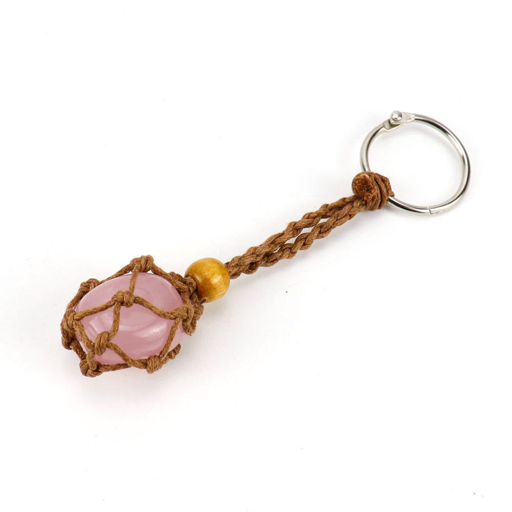 Porte-clés en filet de coton tissé réglable en pierre brute Olivenorma