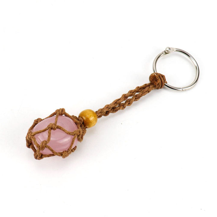 Porte-clés en filet de coton tissé réglable en pierre brute Olivenorma