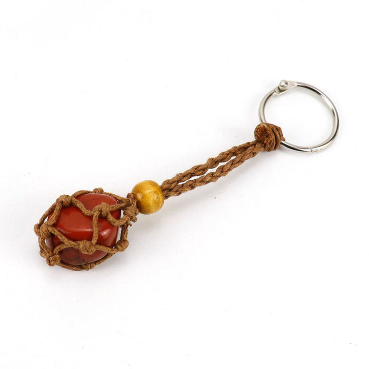 Porte-clés en filet de coton tissé réglable en pierre brute Olivenorma