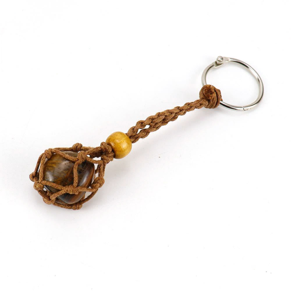 Porte-clés en filet de coton tissé réglable en pierre brute Olivenorma