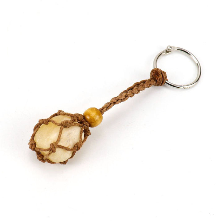 Porte-clés en filet de coton tissé réglable en pierre brute Olivenorma