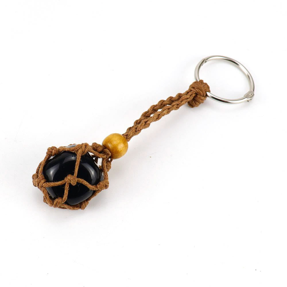 Porte-clés en filet de coton tissé réglable en pierre brute Olivenorma