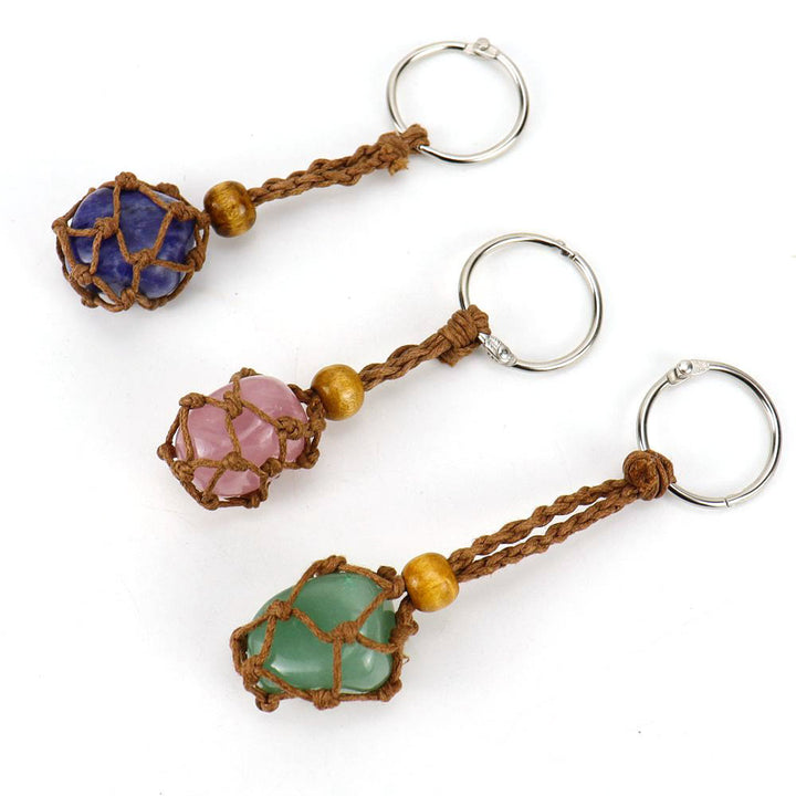 Porte-clés en filet de coton tissé réglable en pierre brute Olivenorma