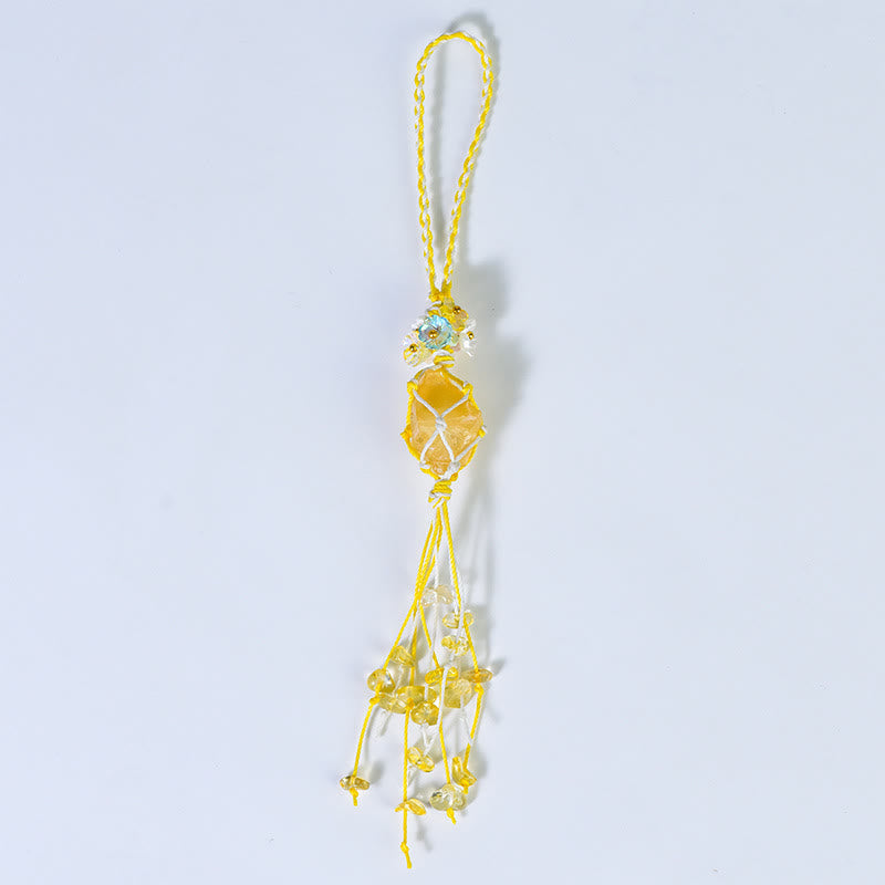 Porte-clés à pompon en pierre brute tissée à la main Olivenorma