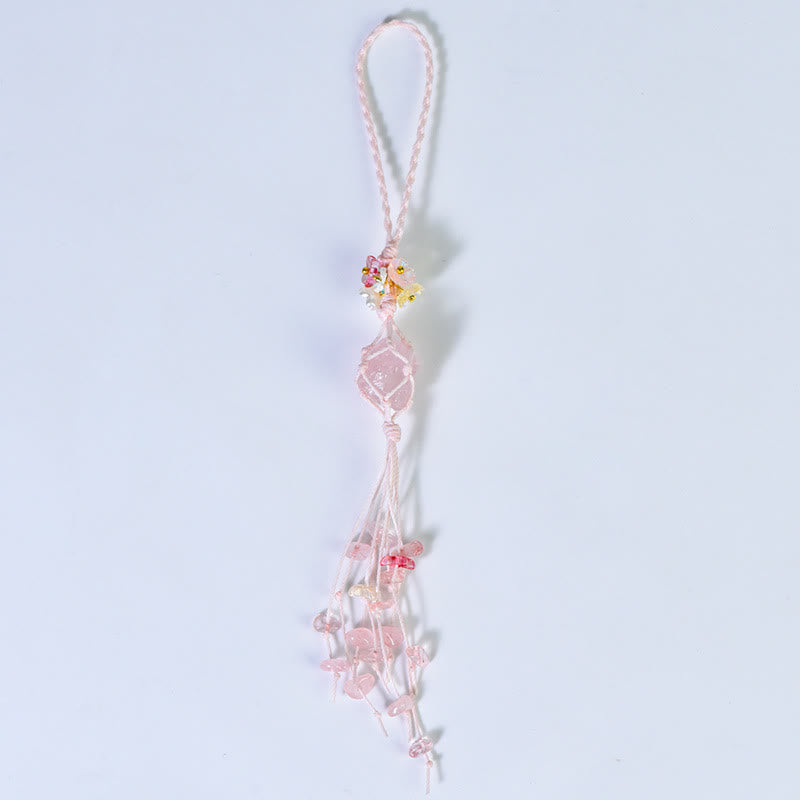 Porte-clés à pompon en pierre brute tissée à la main Olivenorma