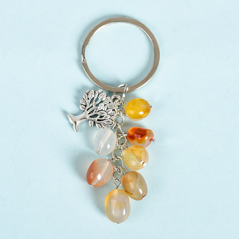 Porte-clés en pierre naturelle brute Olivenorma avec arbre de vie