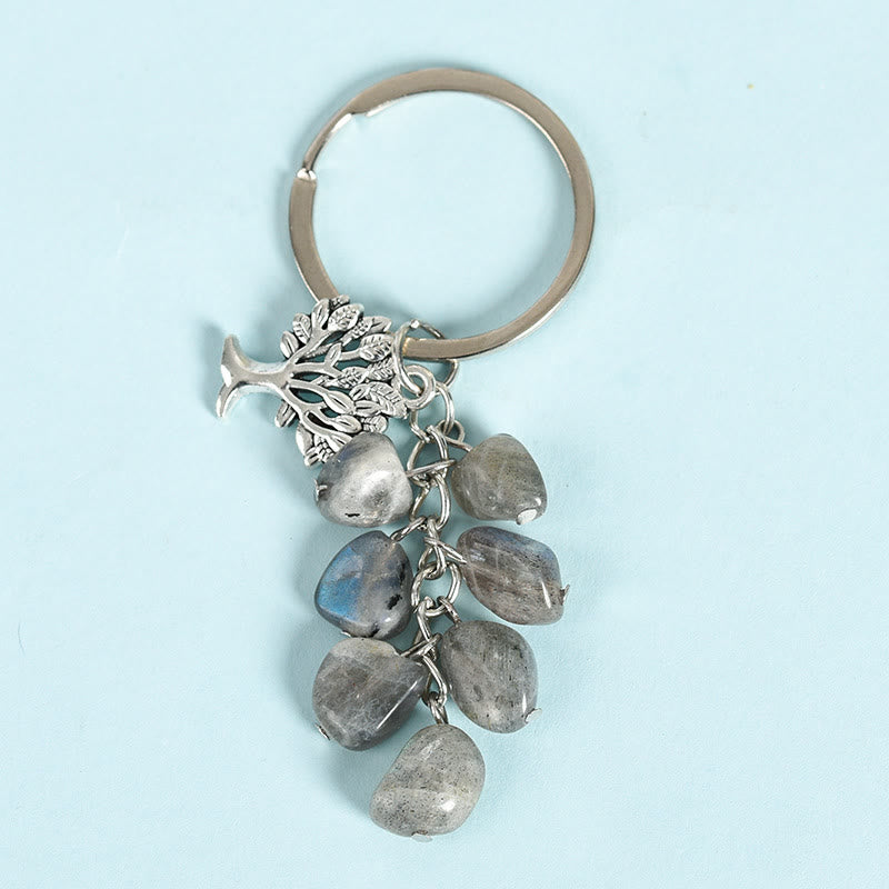 Porte-clés en pierre naturelle brute Olivenorma avec arbre de vie