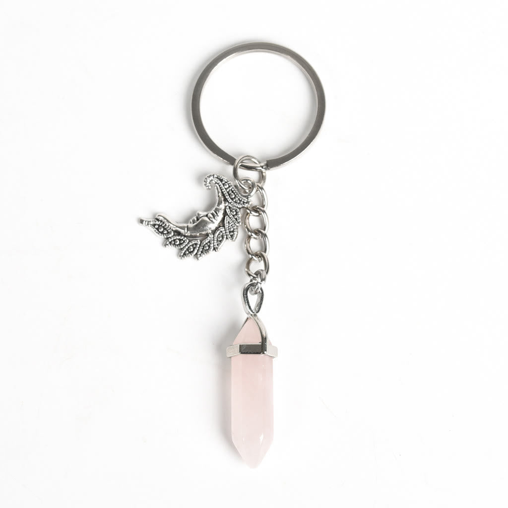 Porte-clés de guérison en véritable prisme avec pierre précieuse Lune et Soleil Olivenorma