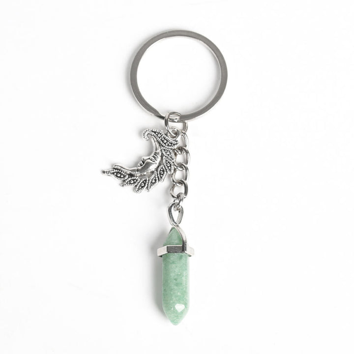 Porte-clés de guérison en véritable prisme avec pierre précieuse Lune et Soleil Olivenorma