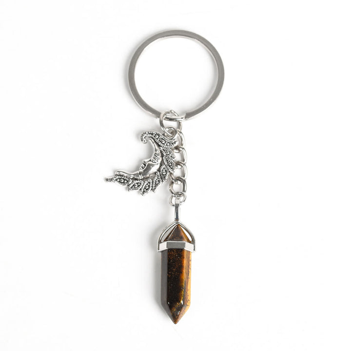 Porte-clés de guérison en véritable prisme avec pierre précieuse Lune et Soleil Olivenorma