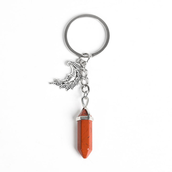 Porte-clés de guérison en véritable prisme avec pierre précieuse Lune et Soleil Olivenorma