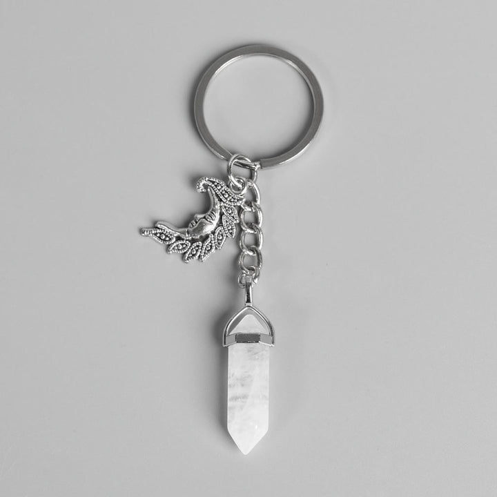 Porte-clés de guérison en véritable prisme avec pierre précieuse Lune et Soleil Olivenorma