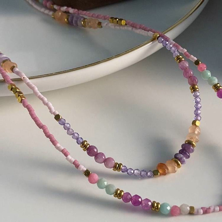 Collier de perles à breloques en cristal naturel Olivenorma