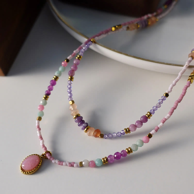 Collier de perles à breloques en cristal naturel Olivenorma