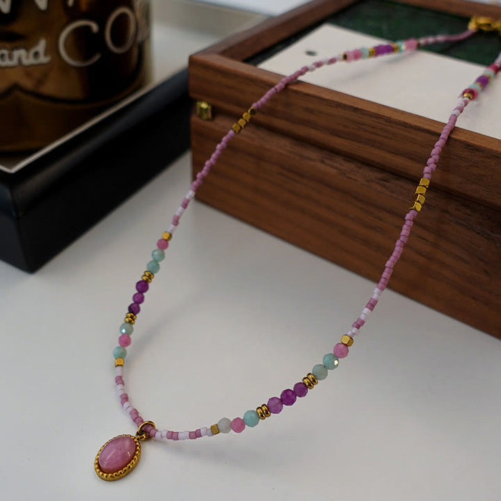 Collier de perles à breloques en cristal naturel Olivenorma