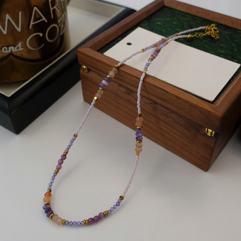 Collier de perles à breloques en cristal naturel Olivenorma