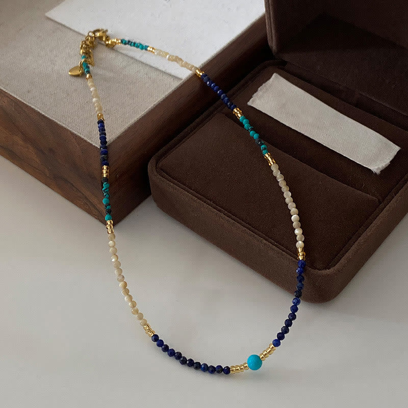 Collier de perles en lapis-lazuli naturel bleu Klein Olivenorma