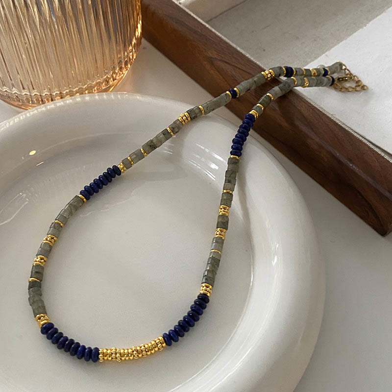 Collier de perles en lapis-lazuli et labradorite Olivenorma