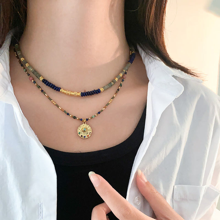 Collier de perles en lapis-lazuli et labradorite Olivenorma