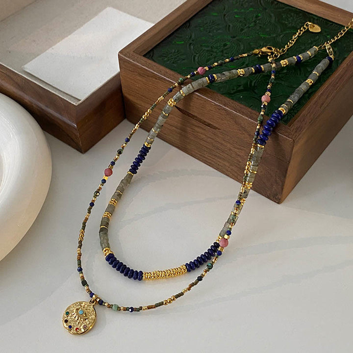 Collier de perles en lapis-lazuli et labradorite Olivenorma