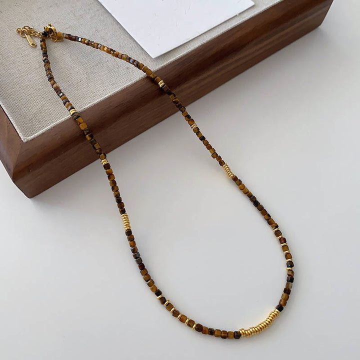 Ensemble de bijoux avec bracelet et collier en perles de pierre œil de tigre Olivenorma