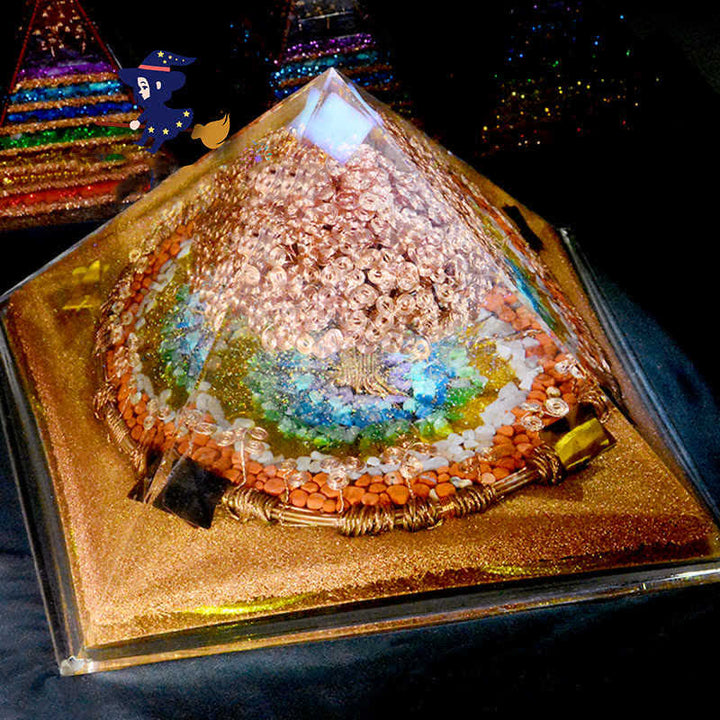 Olivenorma 31cm Pyramide Orgone à Effet Complet Énorme Spire d'Énergie