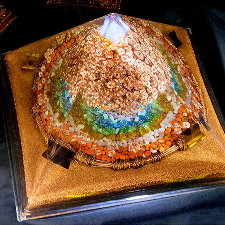 Olivenorma 31cm Pyramide Orgone à Effet Complet Énorme Spire d'Énergie