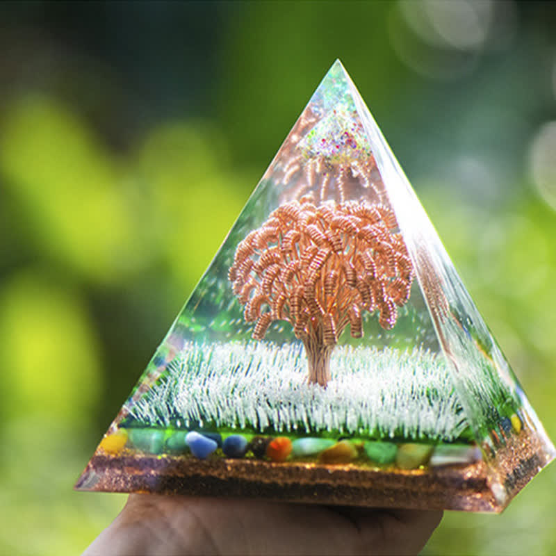Bobine de cuivre Ogham Olivenorma Arbre Couleur Agate Orgone Pyramide