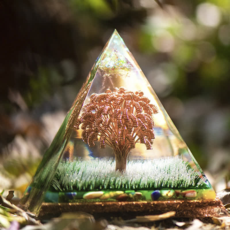 Bobine de cuivre Ogham Olivenorma Arbre Couleur Agate Orgone Pyramide