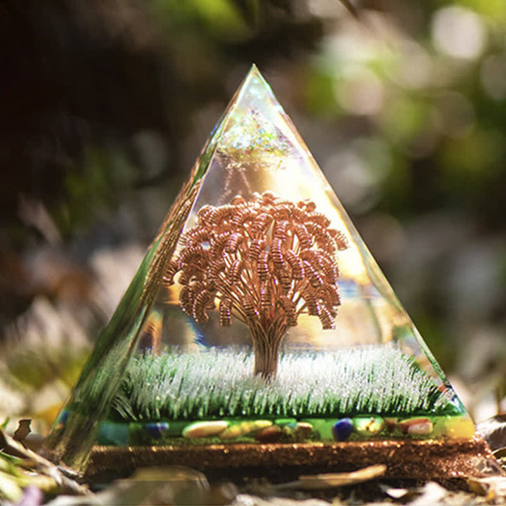 Bobine de cuivre Ogham Olivenorma Arbre Couleur Agate Orgone Pyramide