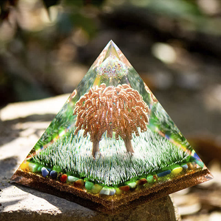 Bobine de cuivre Ogham Olivenorma Arbre Couleur Agate Orgone Pyramide