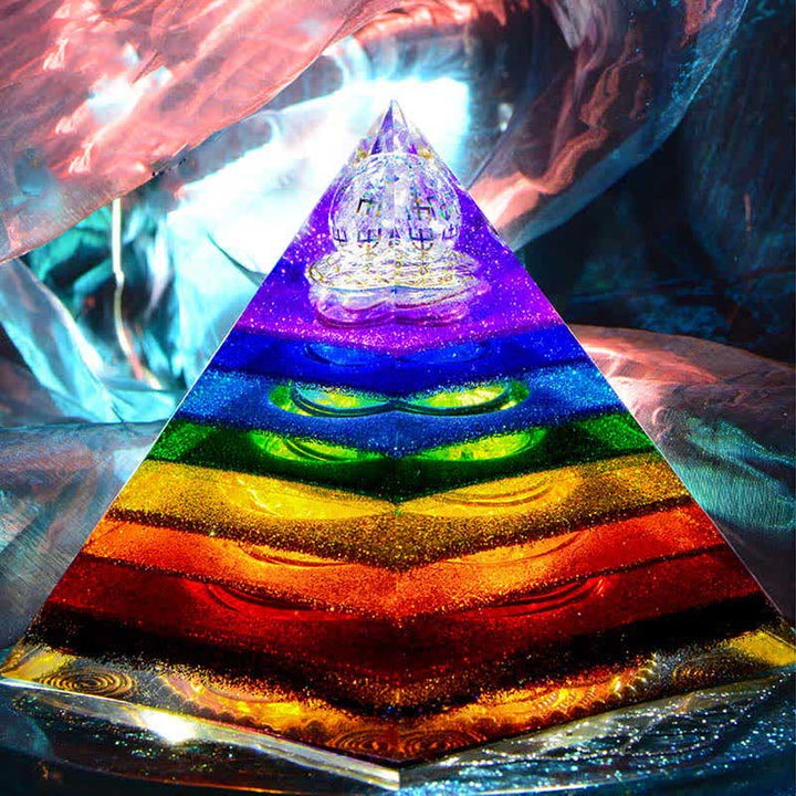 Tour d'énergie des 7 chakras d'Olivenorma Pyramide orgonite