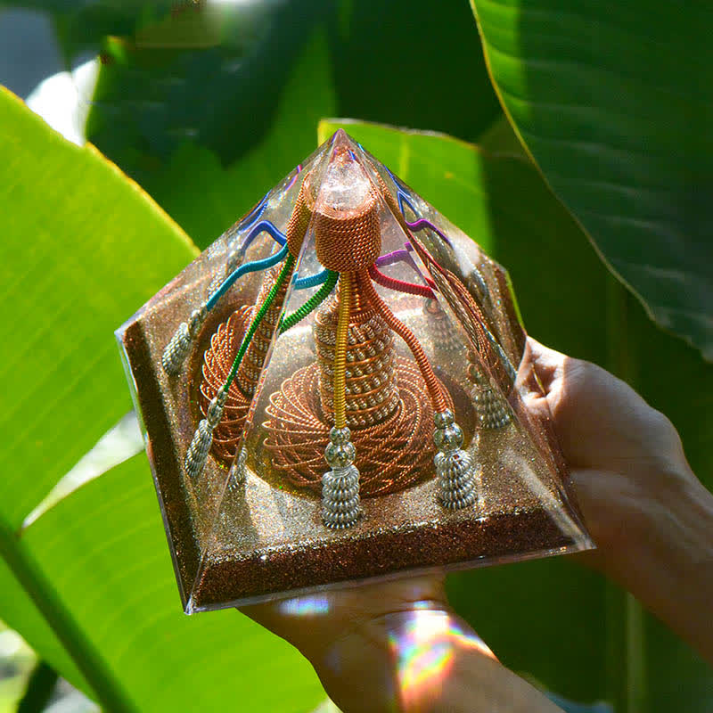 Générateur d'énergie en fil de cuivre à 7 couleurs Olivenorma Pyramide orgone